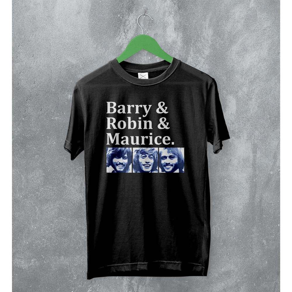 Bee Gees Barry Robin Maurice Gibb 7s Disco Music Graphic Band T-Shirt .